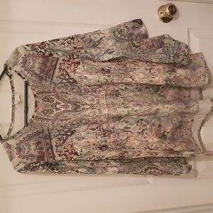 Ladies Tunic Green& Beige Top